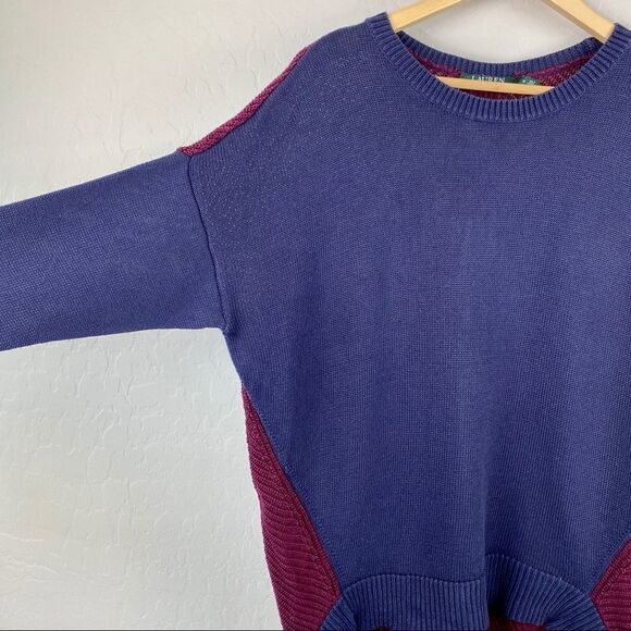 Lauren RL navy Maroon colorblock slouchy sweater - Picture 2 of 6